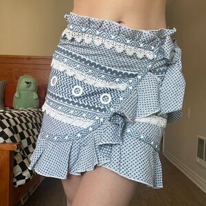 Dodo Bar Or mini wrap skirt - size S - blue and white - good condition